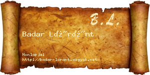 Badar Lóránt névjegykártya